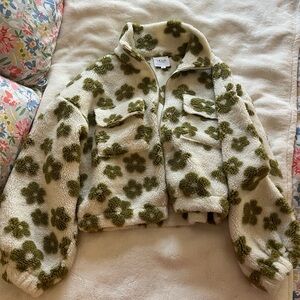 Le Lis Olive Floral Fleece Jacket